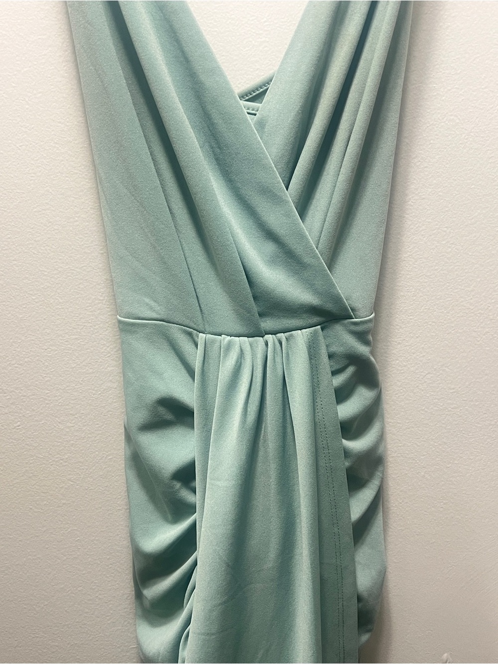 Mint Green Ruched Wrap Maxi Dress - Picture 6 of 14
